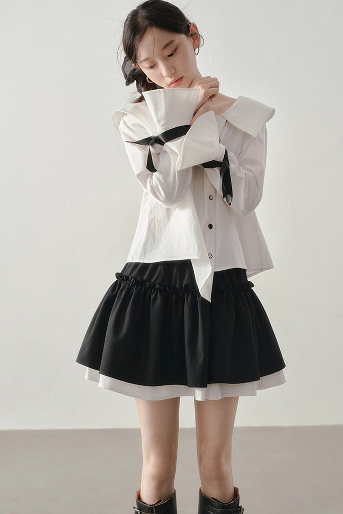Horse Hoof Sleeve Diagonal Placket Shirt