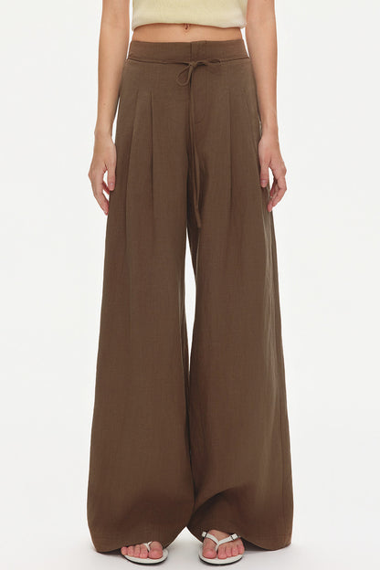 Lyocell Linen Blend Wide-Leg Pants