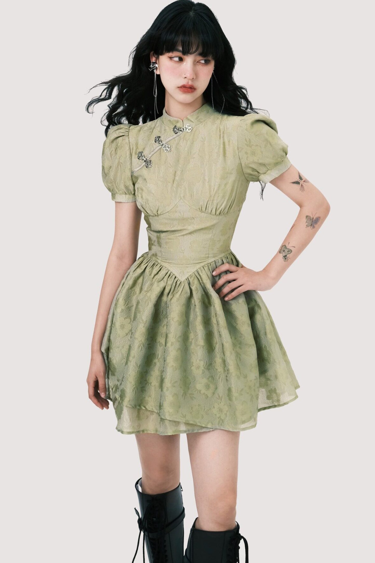Chinoiserie Mist Forest Cheongsam Dress