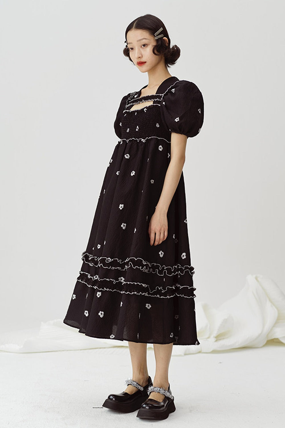 Floral Puff-Sleeve Dress