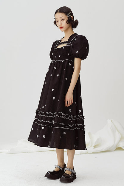 Floral Puff-Sleeve Dress