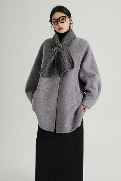 Scarf Collar Double-Sided Wool Coat