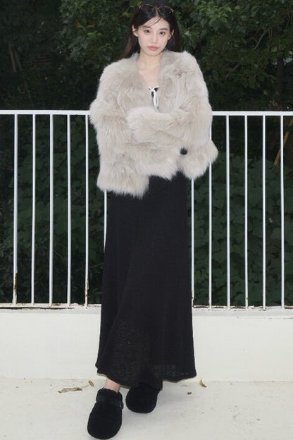 Strickkleid in A-Linie mit Struktur und Carmenausschnitt