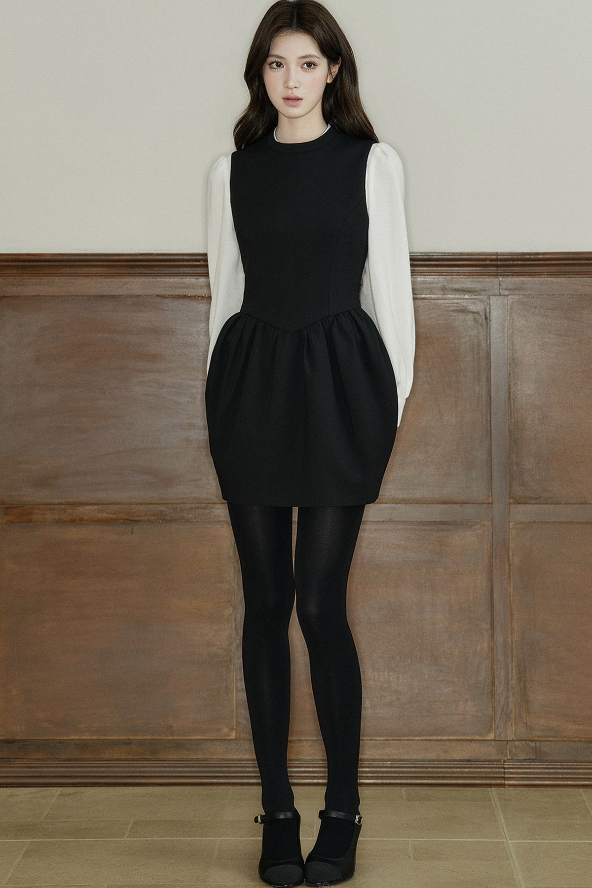 Loose Wool Blend Puff Sleeve Shirt