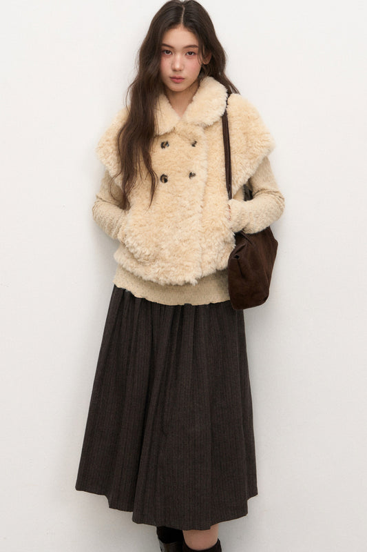 Doll Collar Lamb Wool Jacket Set-Up