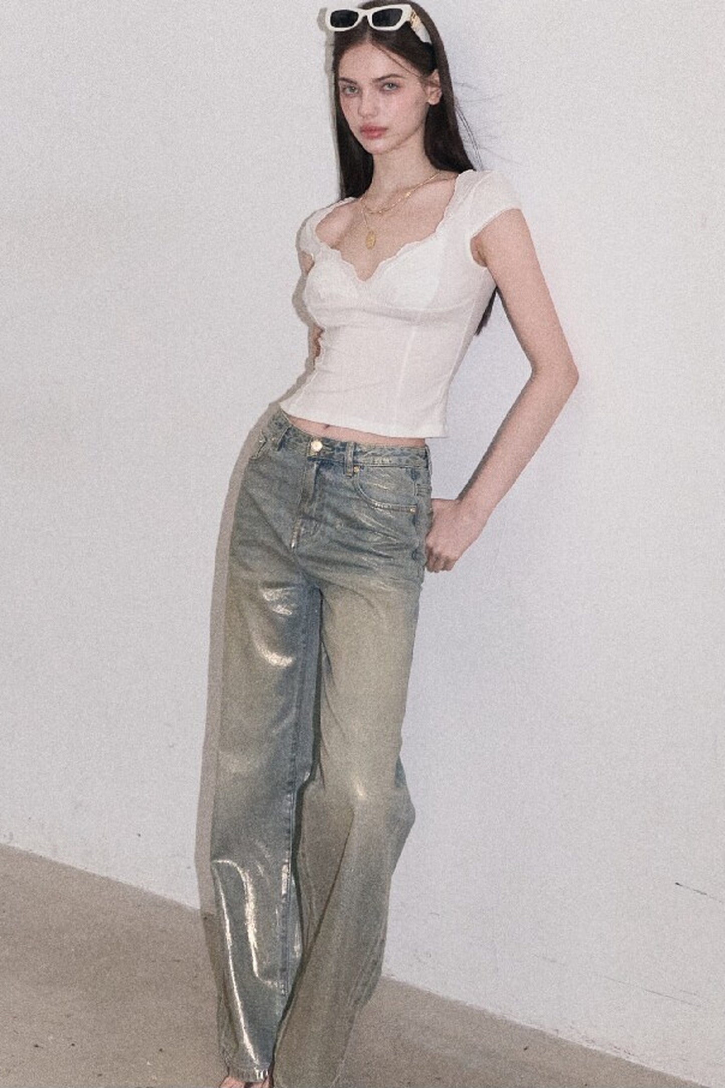 Retro Gradient Cotton Jeans