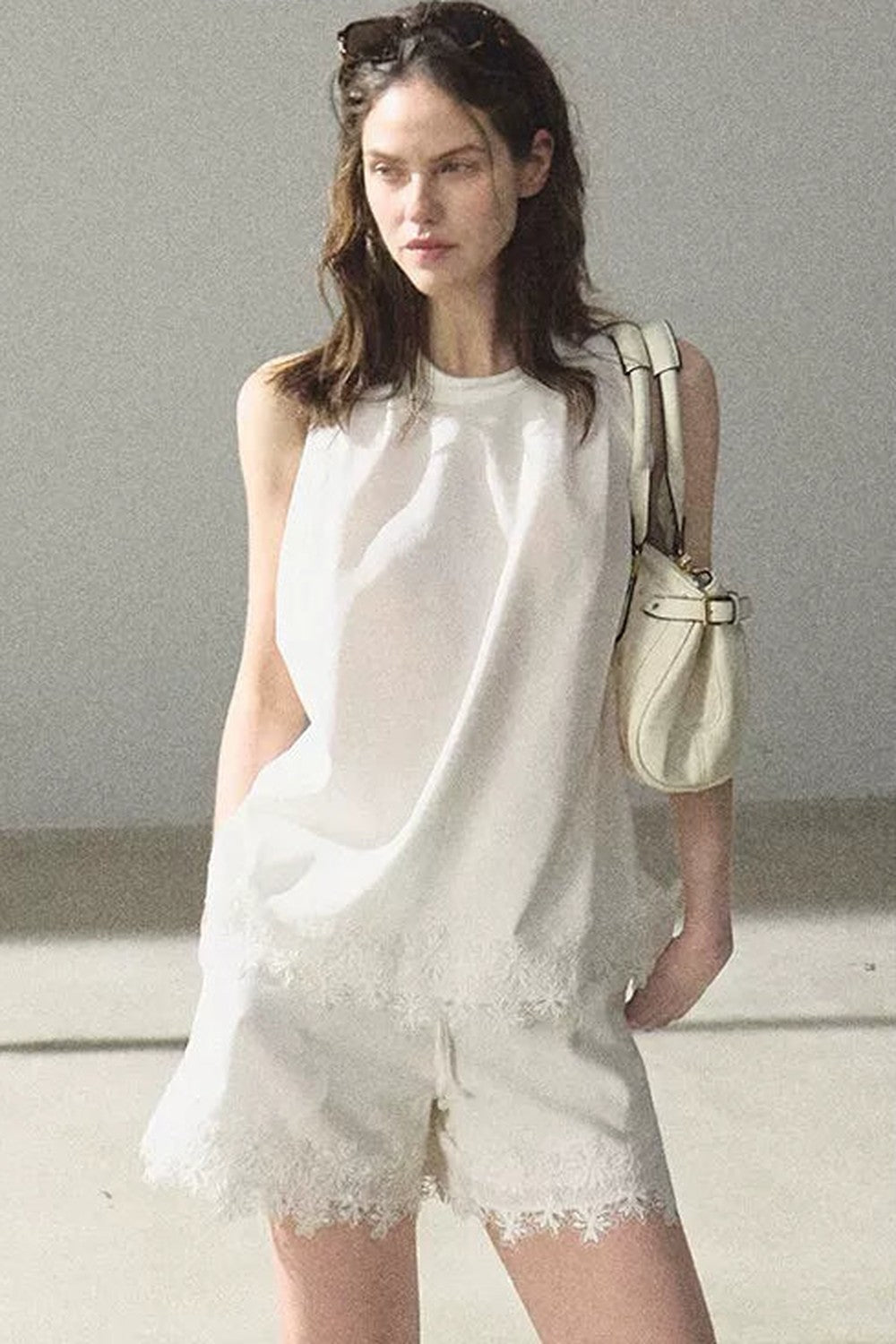 Lyocell-Camisole mit Spitze im Morgenstil