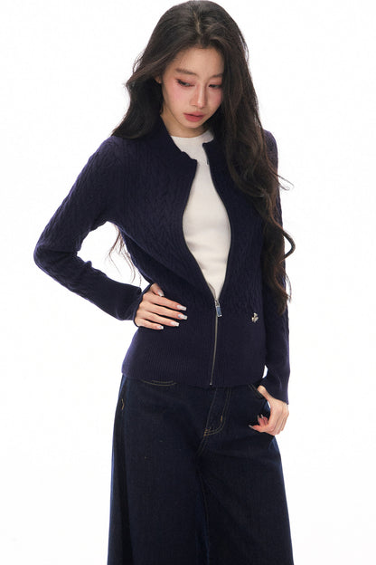 Long Sleeve Knitted Cardigan and Pants Set-Up