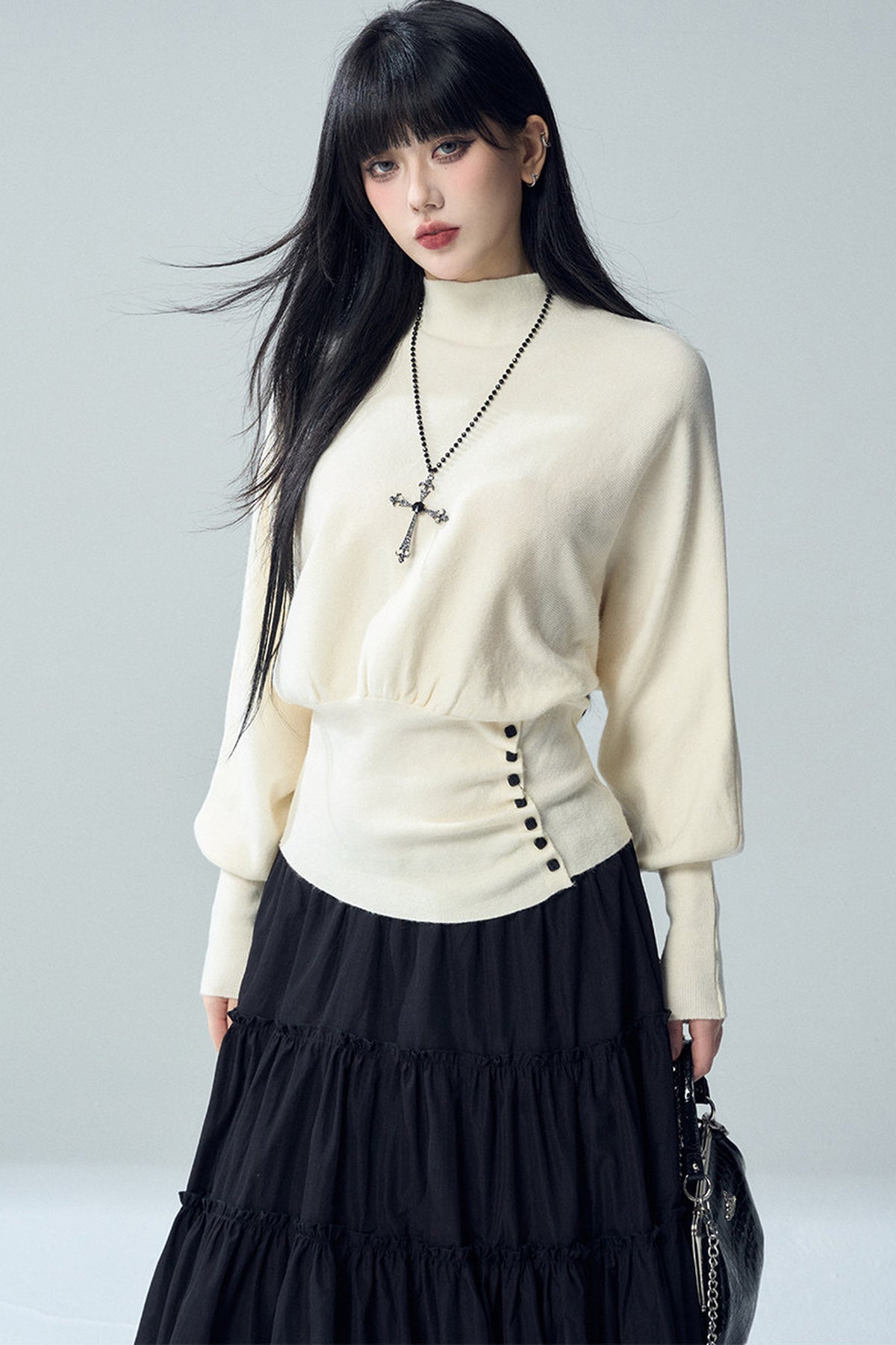 Short Batwing Knit Top