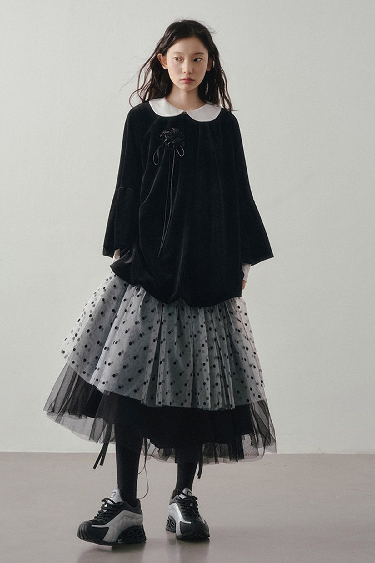Polka Dot Patchwork Tulle Skirt