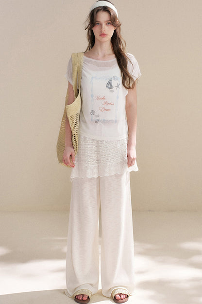 Hand-Painted Nautical Knit Top