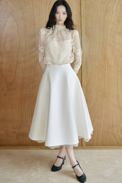 Blusa in rete e pizzo francese