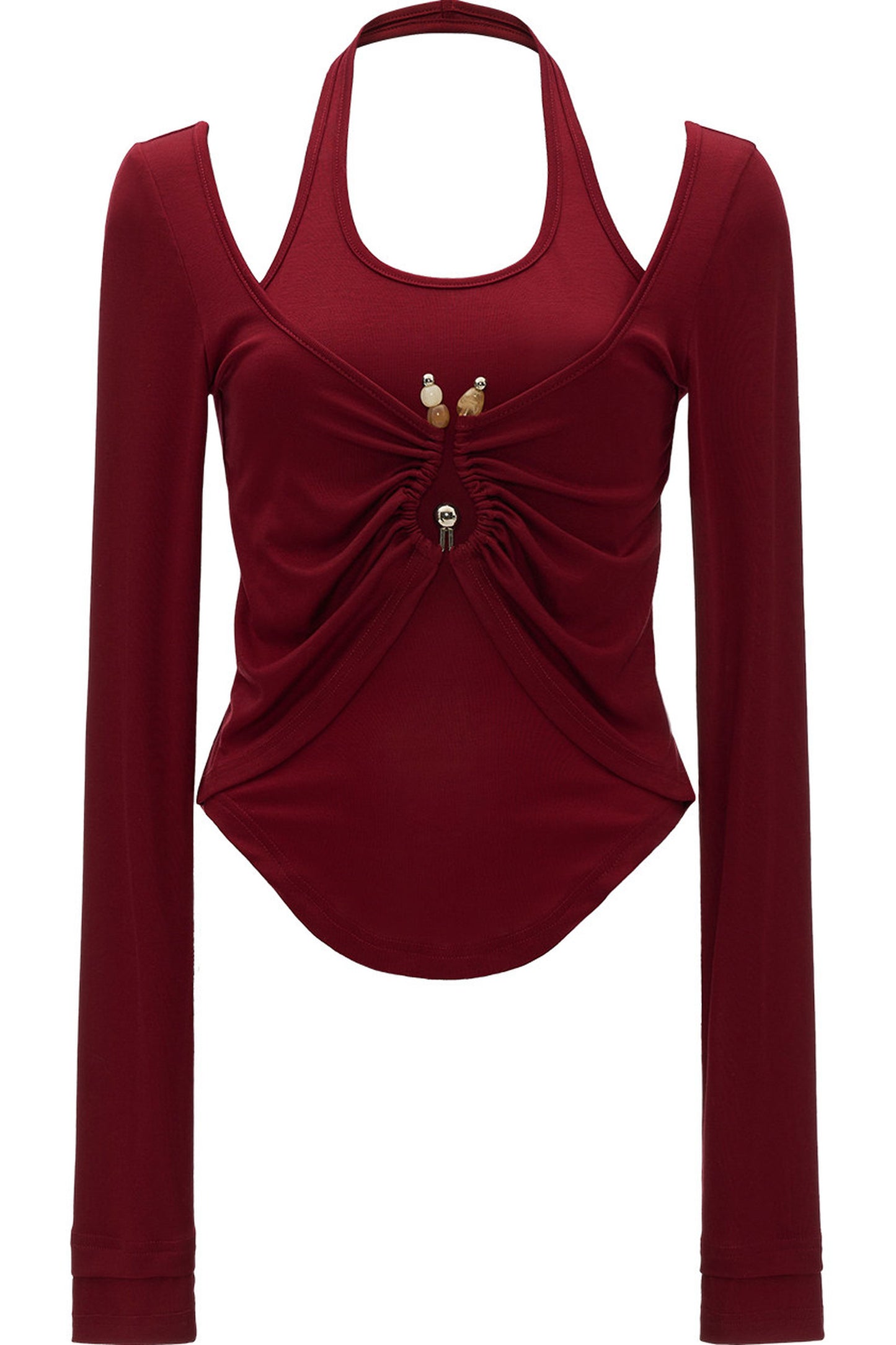 Top de Tencel de manga larga con cintura fruncida