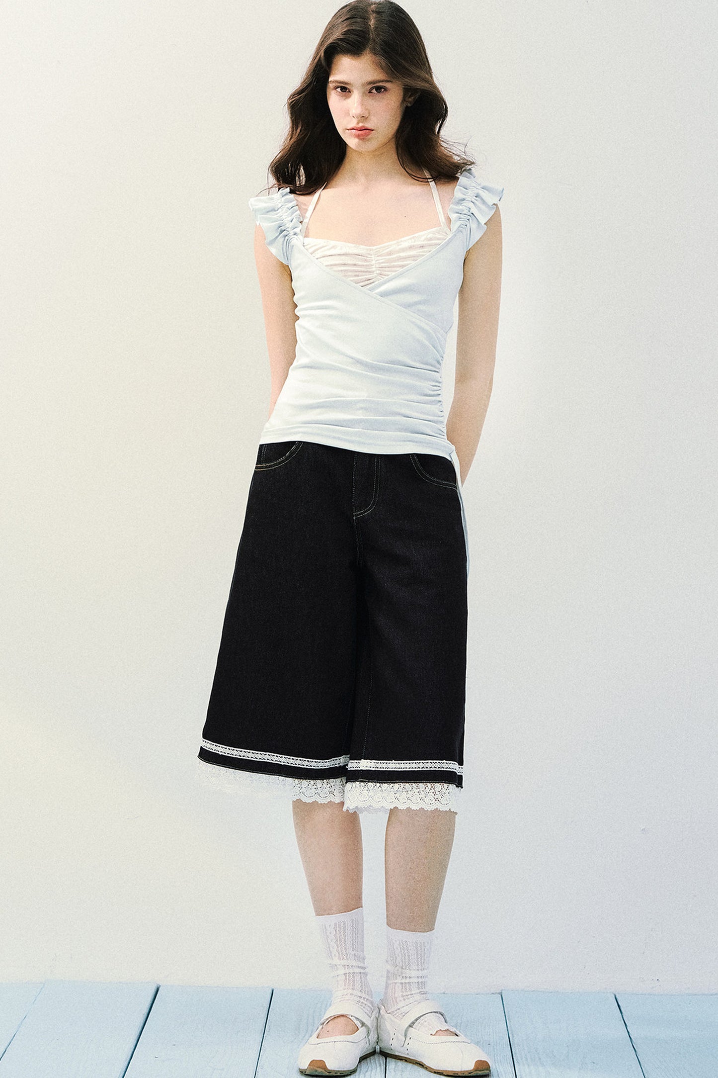 Flutter Sleeve Spliced T-Shirt