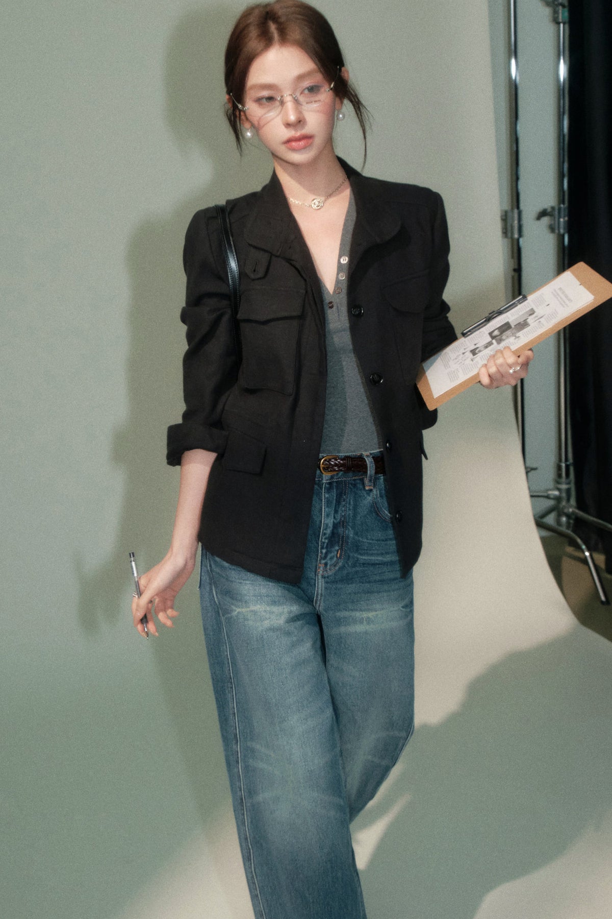 Workwear Linen Top and Jeans Set-Up