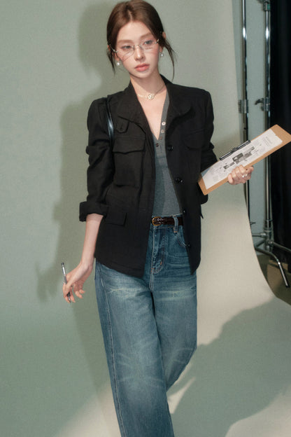 Workwear Linen Top and Jeans Set-Up