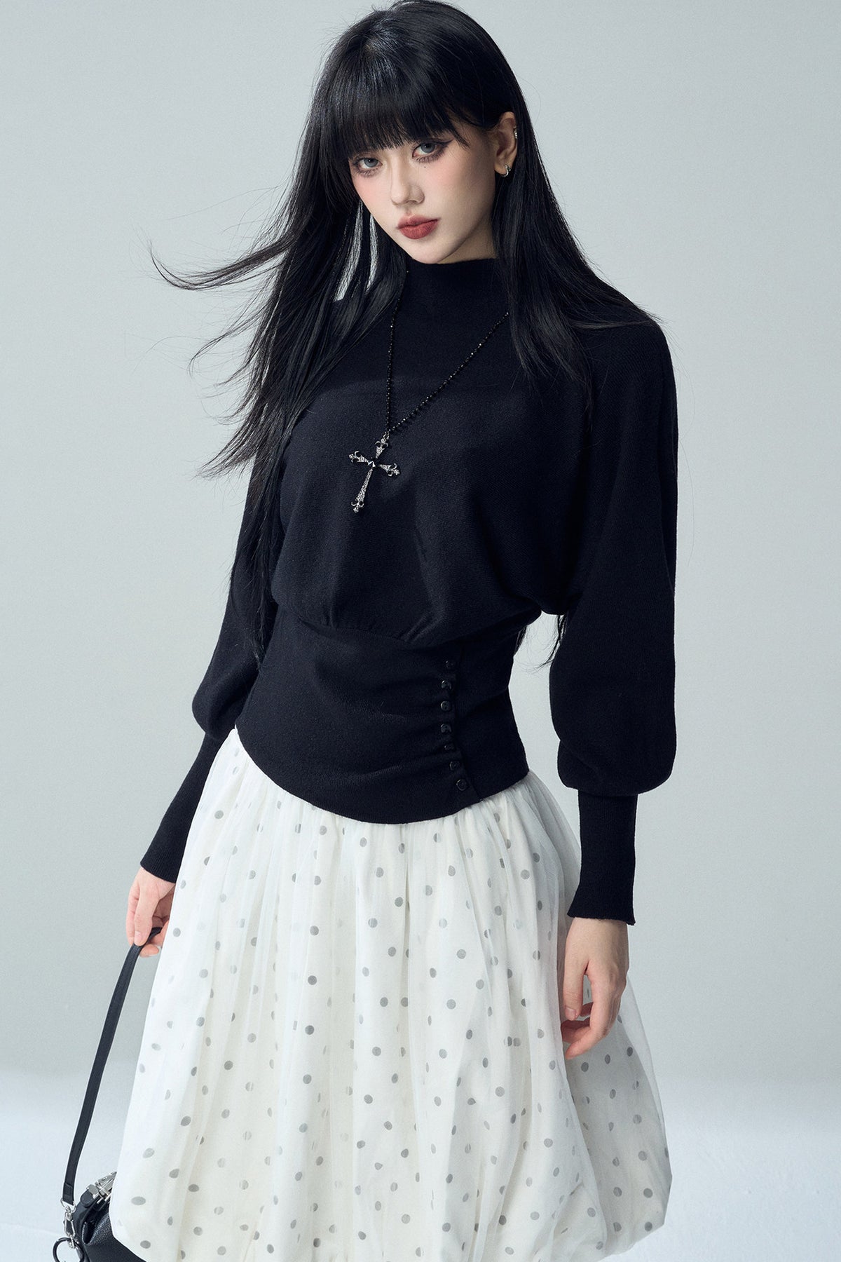 Short Batwing Knit Top