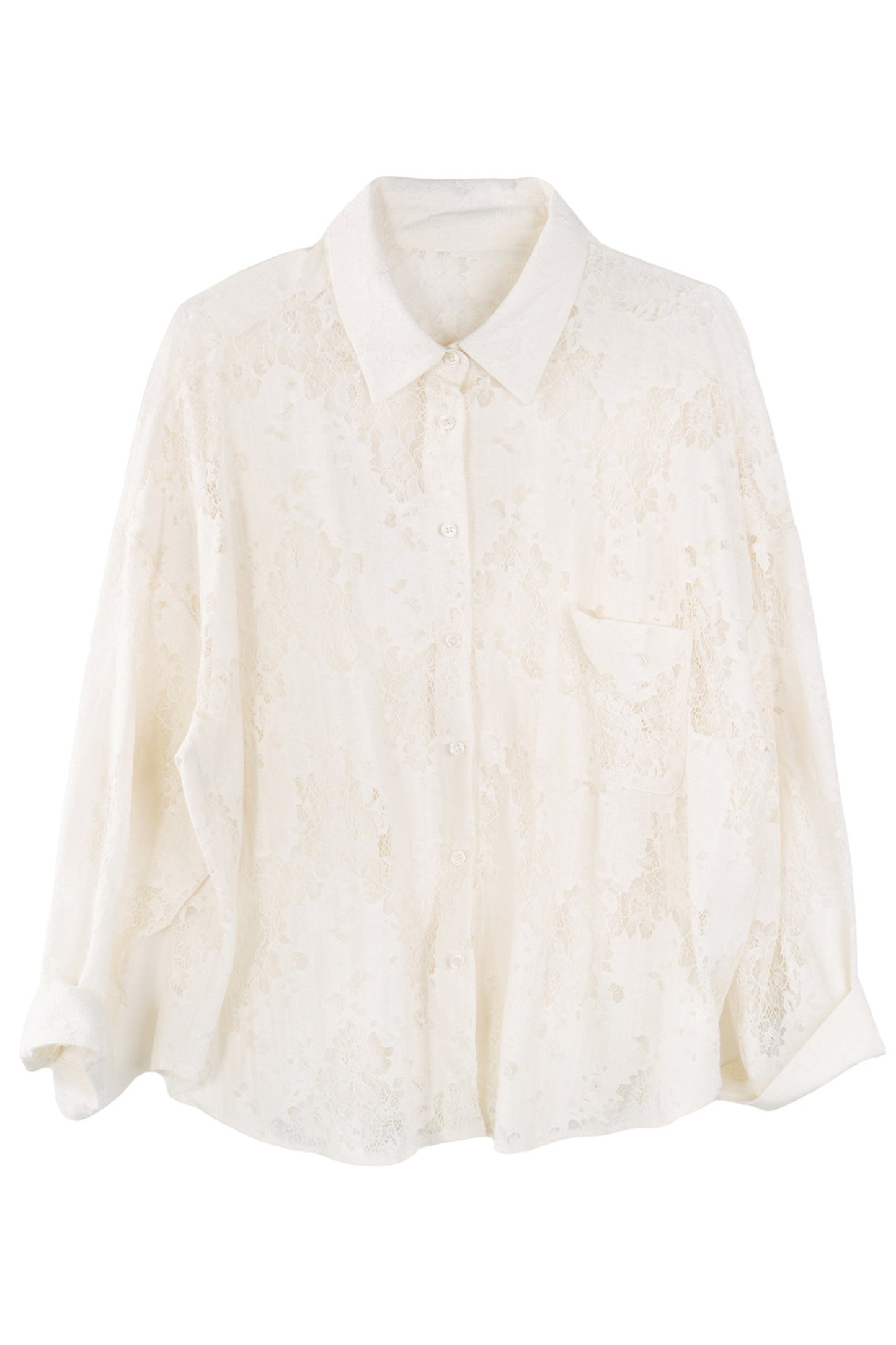 Chemisier floral en dentelle blanc cassé