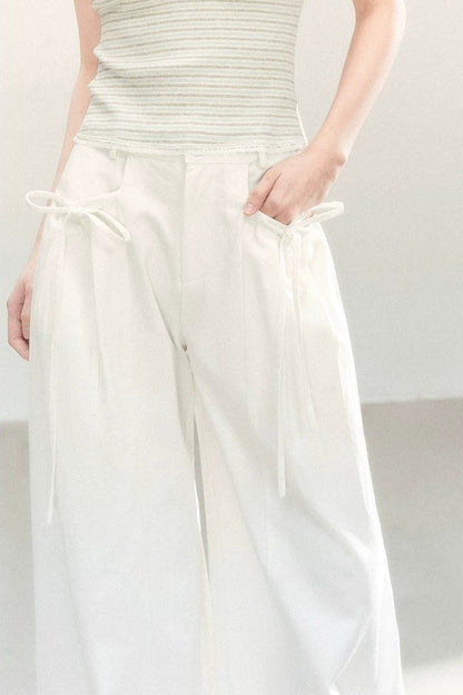 Pantalons à jambes larges avec nœud