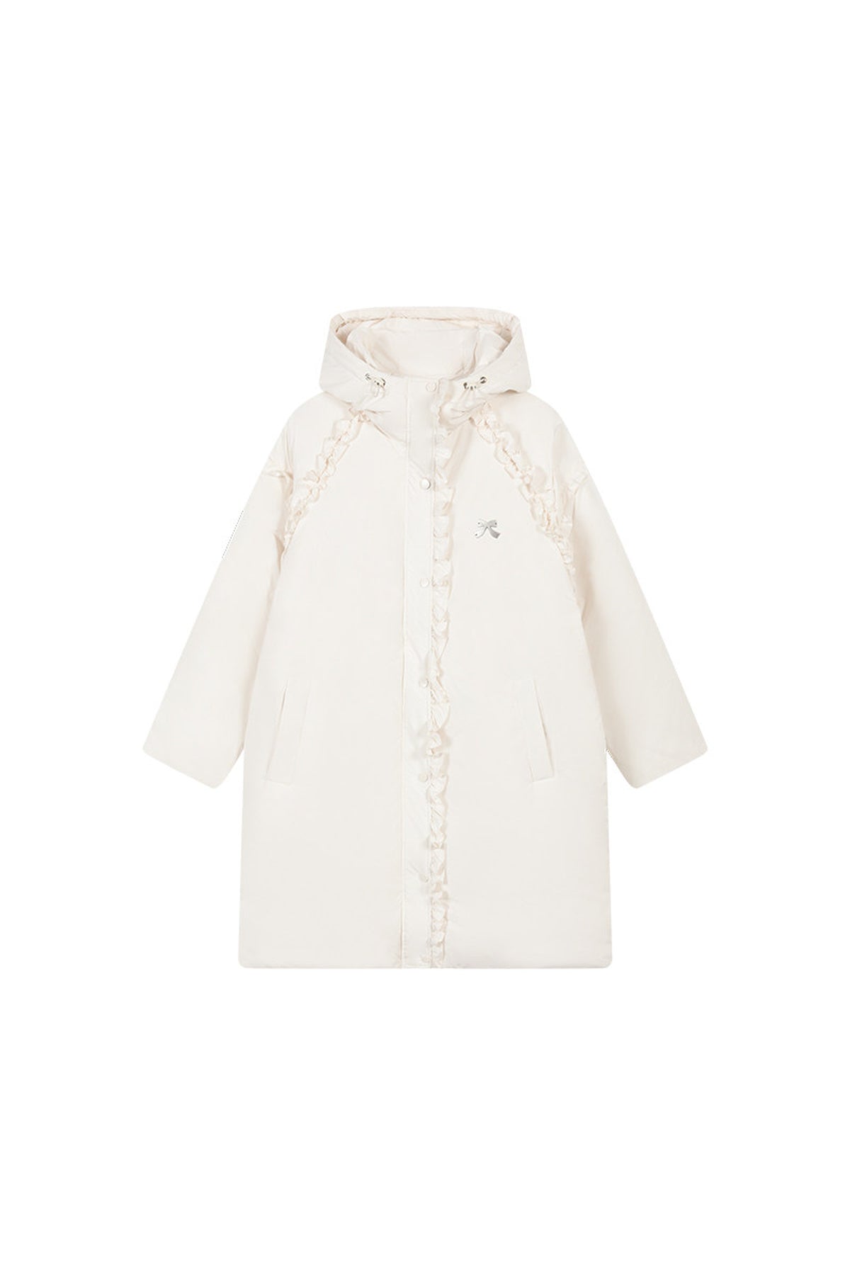 Lace Trim Long Down Jacket
