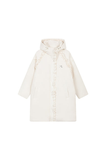 Lace Trim Long Down Jacket
