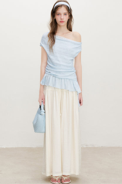 Hose mit hoher Taille und Rüschen