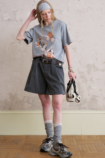 Short Sleeve Top Shorts Trousers Set-Up