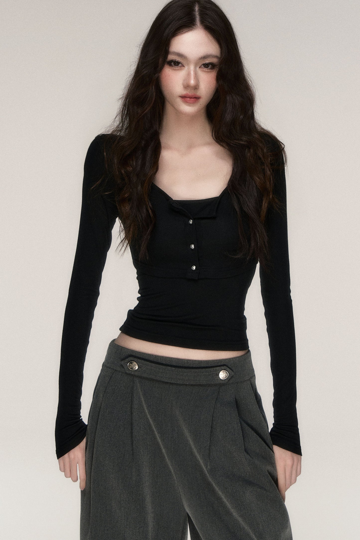Long-Sleeved Top and Camisole Set