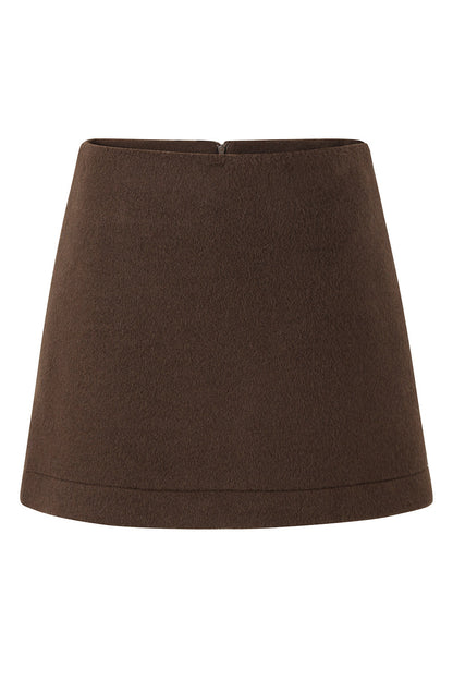 Elegant Double-Breasted Woolen Coat and Skirt Set-Up
