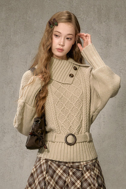 Diamond Pattern Cable Knit Top