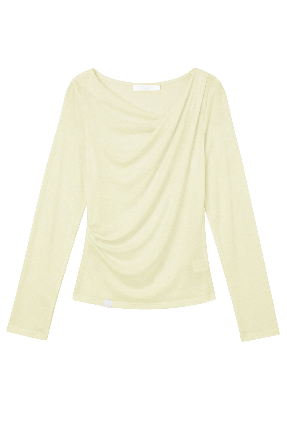 Lyocell Overlapping Pleated Long-Sleeve T-Shirt