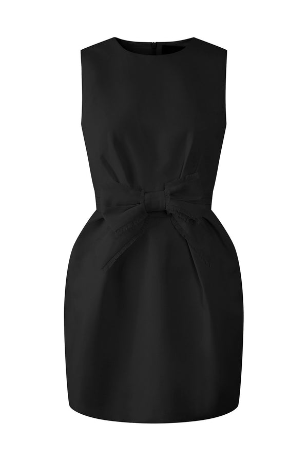 Vestido de línea A sin mangas con lazo francés