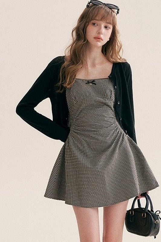 Black White Check Dress and Cardigan Set-Up