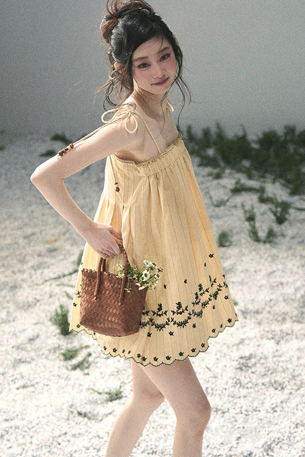 Double-Sided Wave Hem Dress