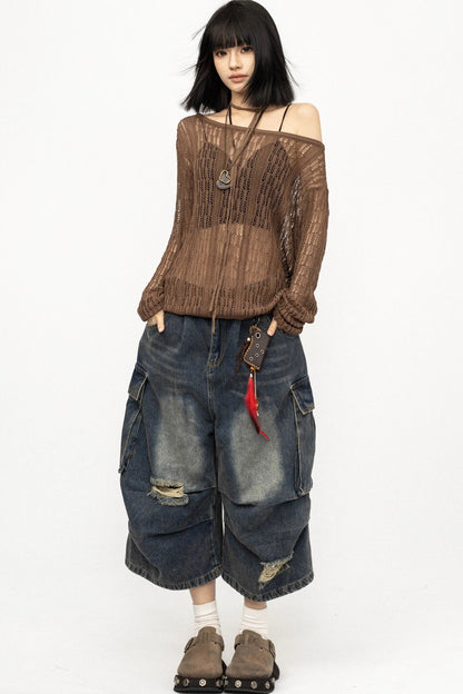 Sheer Mesh Knit Sweater
