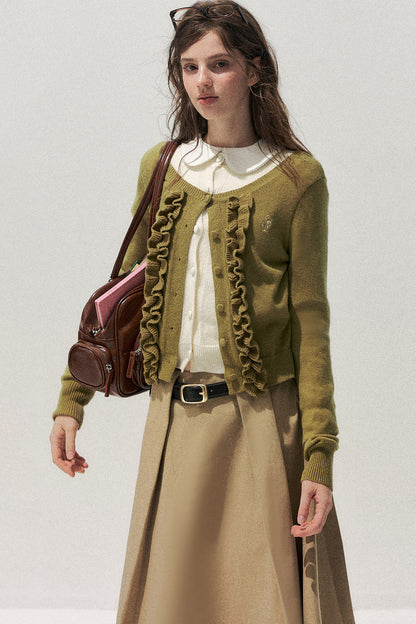 Layered-Look Floral Ruffle Sweater