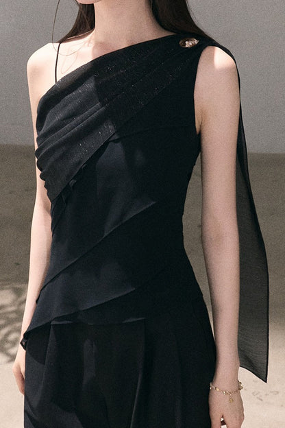 Asymmetrical Shoulder-Cut Tank Top