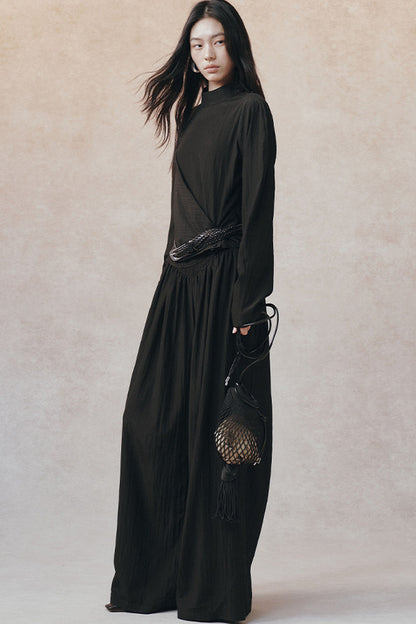 Acetate Half Stand Collar Blouse