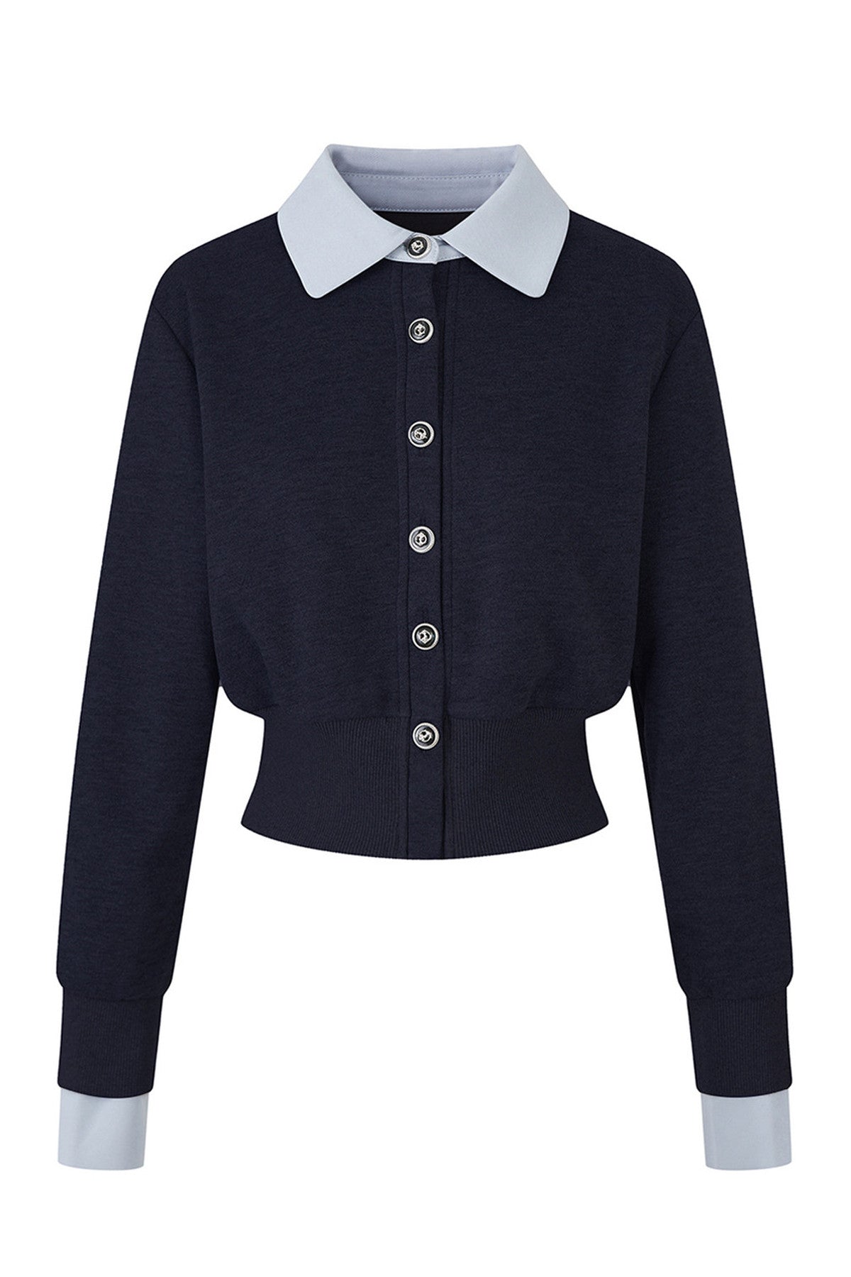 Layered-Look Lapel Knit Cardigan