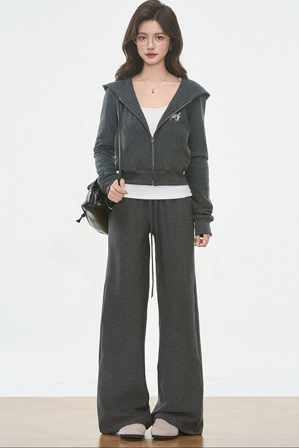 Ensemble cardigan en maille à capuche et pantalon de jogging