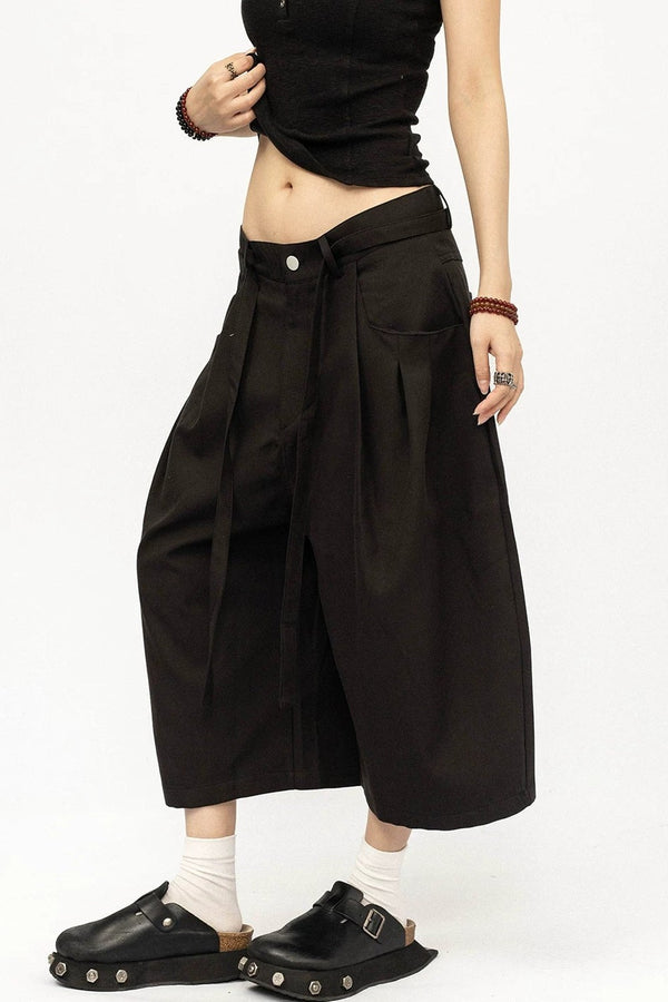 American Retro Pleated Wide-Leg Pants