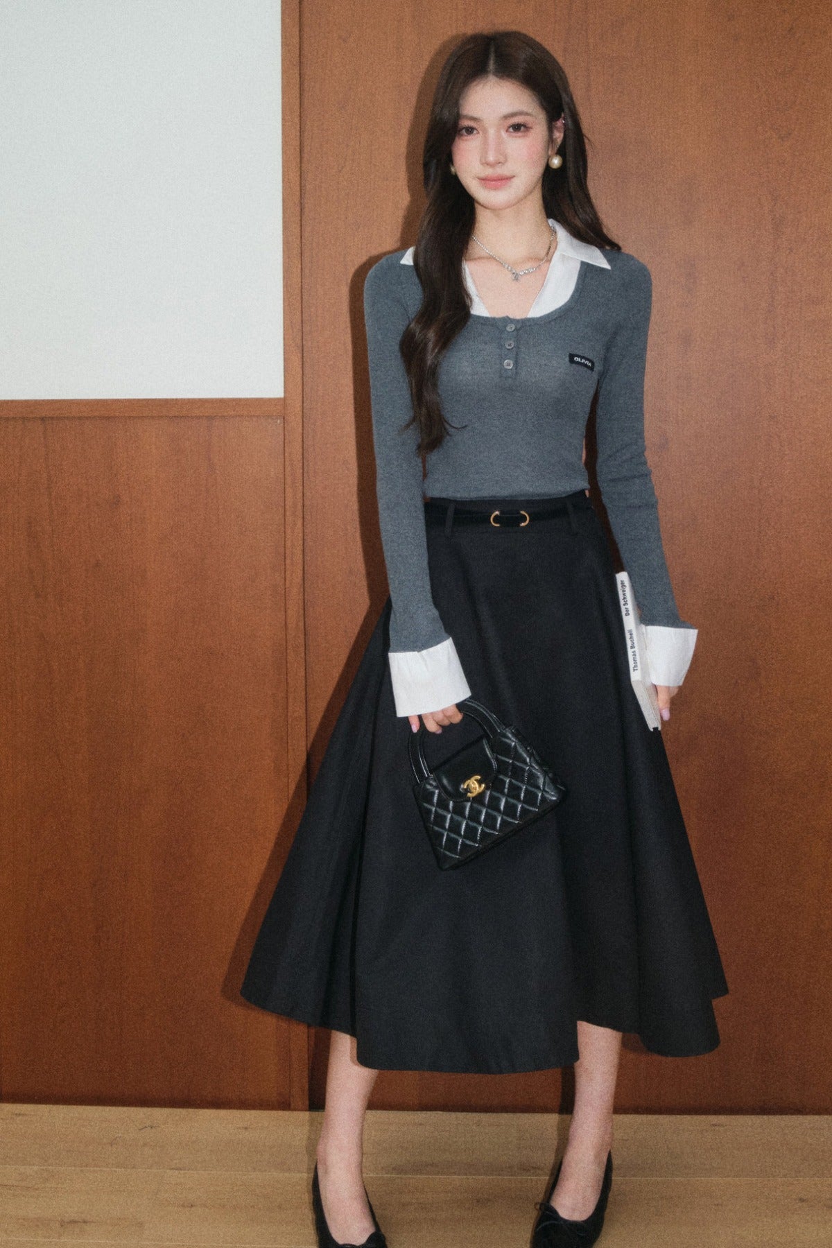High-Waisted A-Line Skirt and Top Set-Up