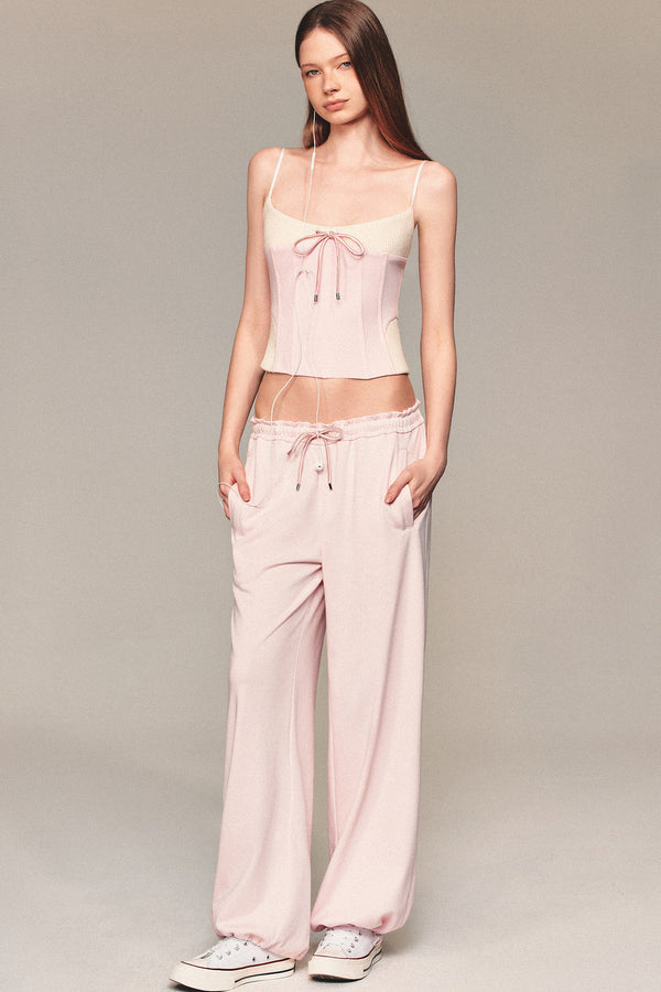 Slim-Fit Color-Block Camisole and Pants Set-Up