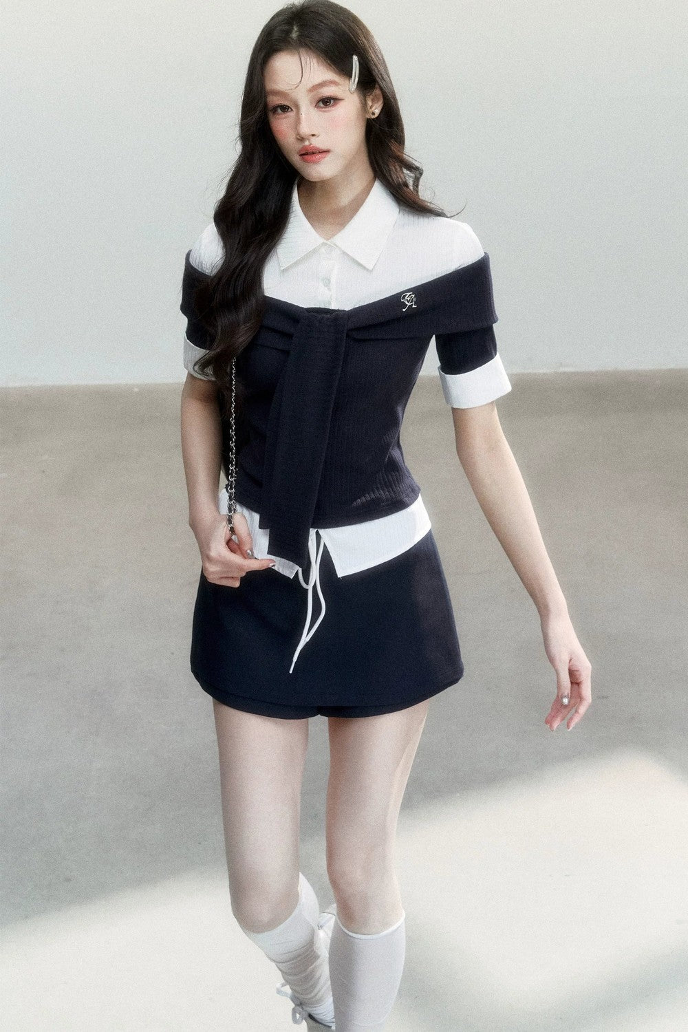 Korean Tie-Waist Blouse Set-Up