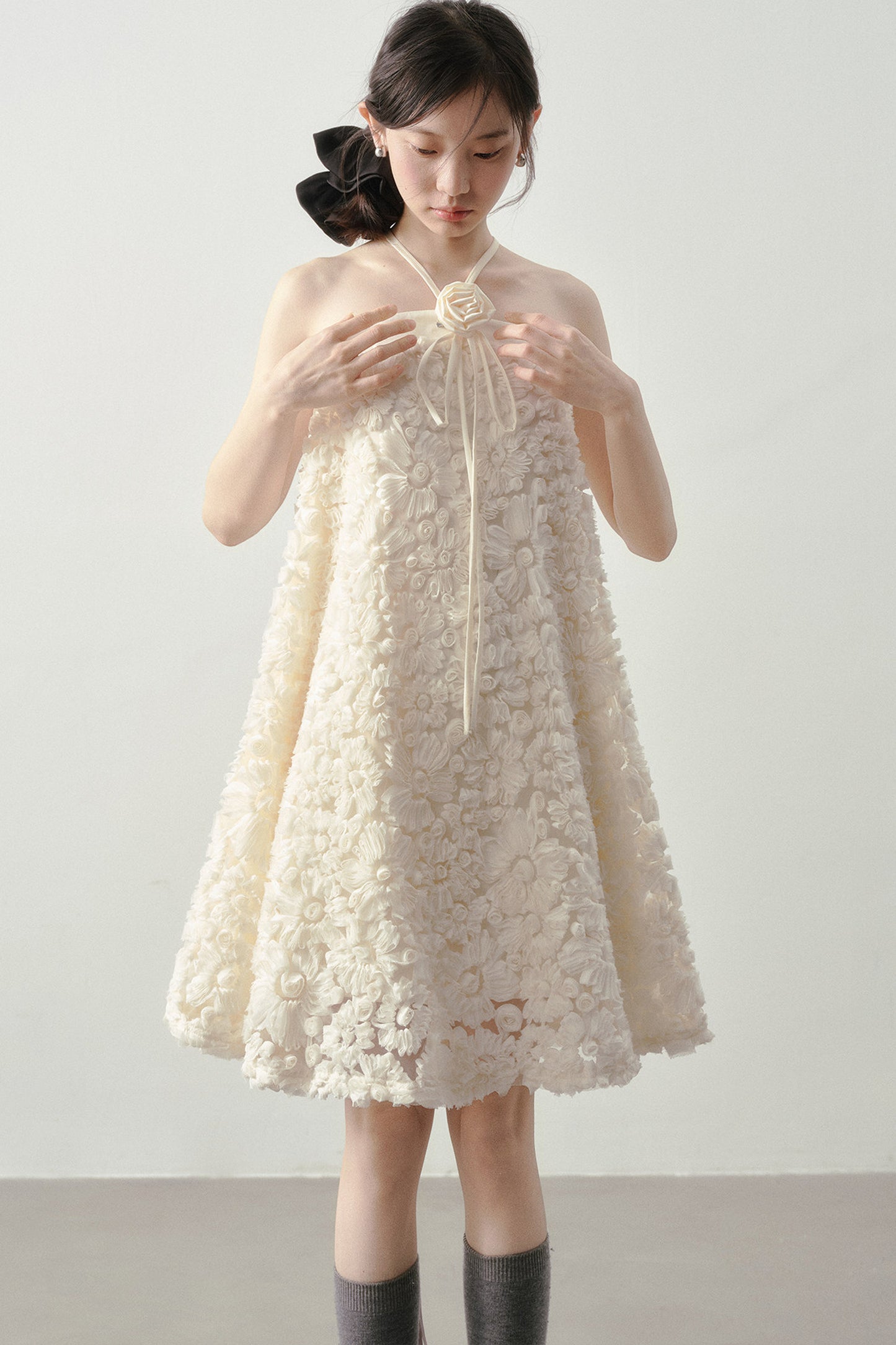 Robe jacquard blanc lait