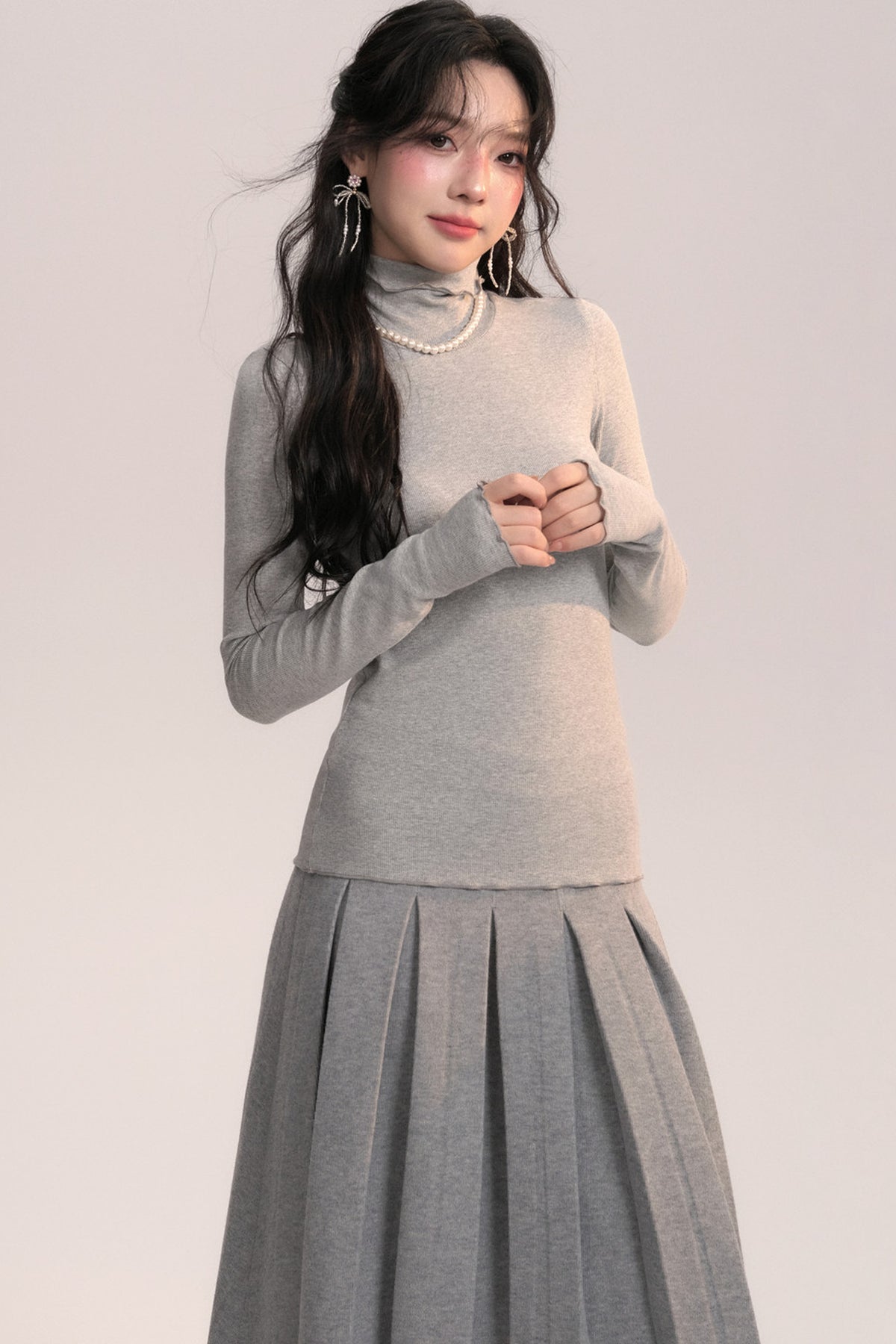 Ruffled Lapel Brushed Base Layer Top