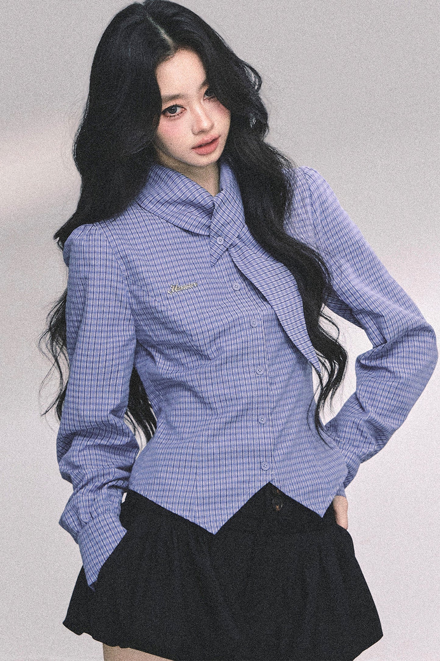 Klein Blue Plaid Blouse