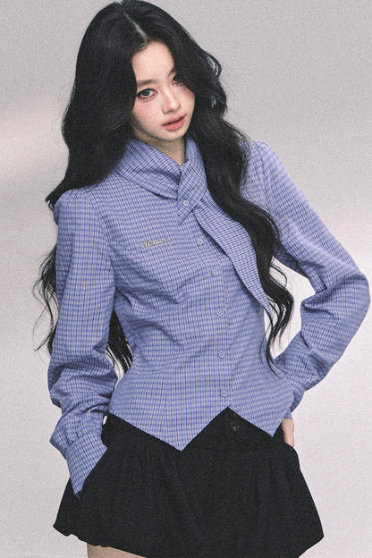 Klein Blue Plaid Blouse