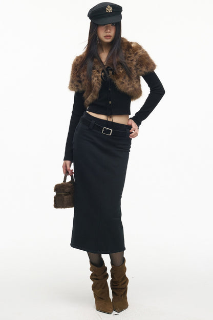Knitted Sweatshirt Fabric Straight Skirt