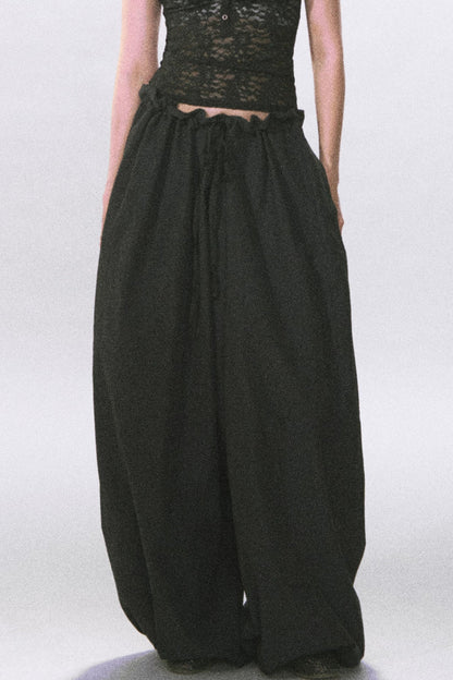Pantalones farol negros fruncidos